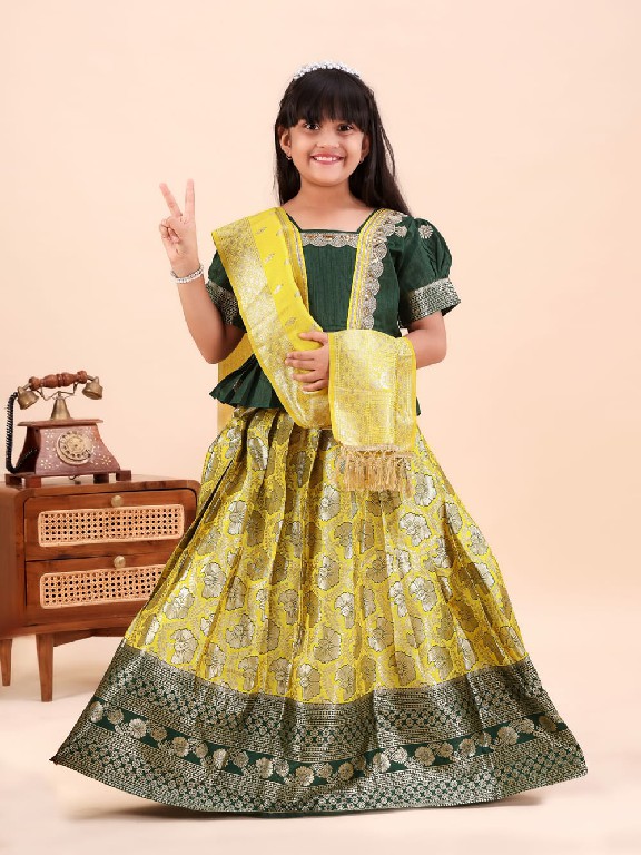 TEXTILEDEAL PRESENT READYMADE JACQUARD PATOLA STYLE LEHENGA CHOLI FOR KIDS ONLINE
