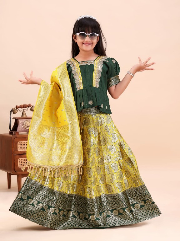 TEXTILEDEAL PRESENT READYMADE JACQUARD PATOLA STYLE LEHENGA CHOLI FOR KIDS ONLINE