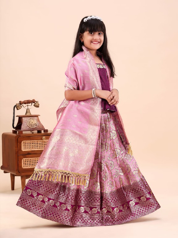 TEXTILEDEAL PRESENT READYMADE JACQUARD PATOLA STYLE LEHENGA CHOLI FOR KIDS ONLINE