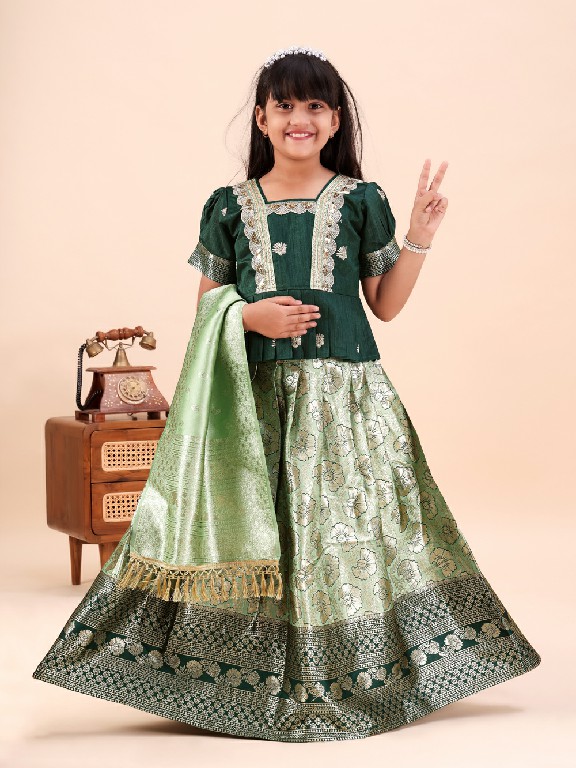 TEXTILEDEAL PRESENT READYMADE JACQUARD PATOLA STYLE LEHENGA CHOLI FOR KIDS ONLINE