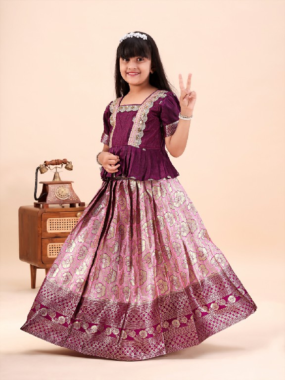 TEXTILEDEAL PRESENT READYMADE JACQUARD PATOLA STYLE LEHENGA CHOLI FOR KIDS ONLINE