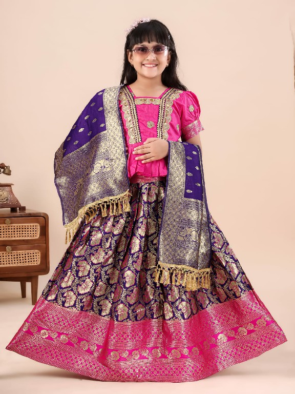 TEXTILEDEAL PRESENT READYMADE JACQUARD PATOLA STYLE LEHENGA CHOLI FOR KIDS ONLINE