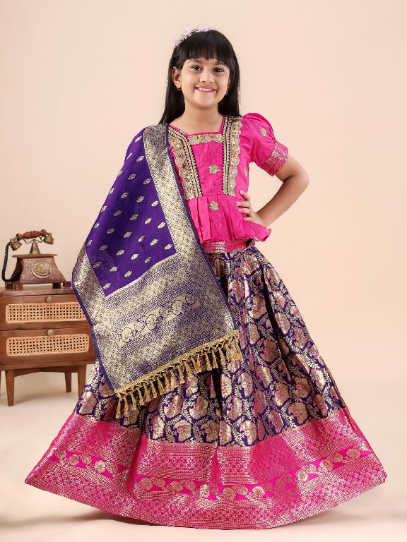TEXTILEDEAL PRESENT READYMADE JACQUARD PATOLA STYLE LEHENGA CHOLI FOR KIDS ONLINE