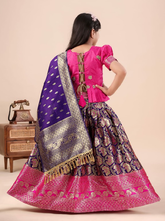 TEXTILEDEAL PRESENT READYMADE JACQUARD PATOLA STYLE LEHENGA CHOLI FOR KIDS ONLINE