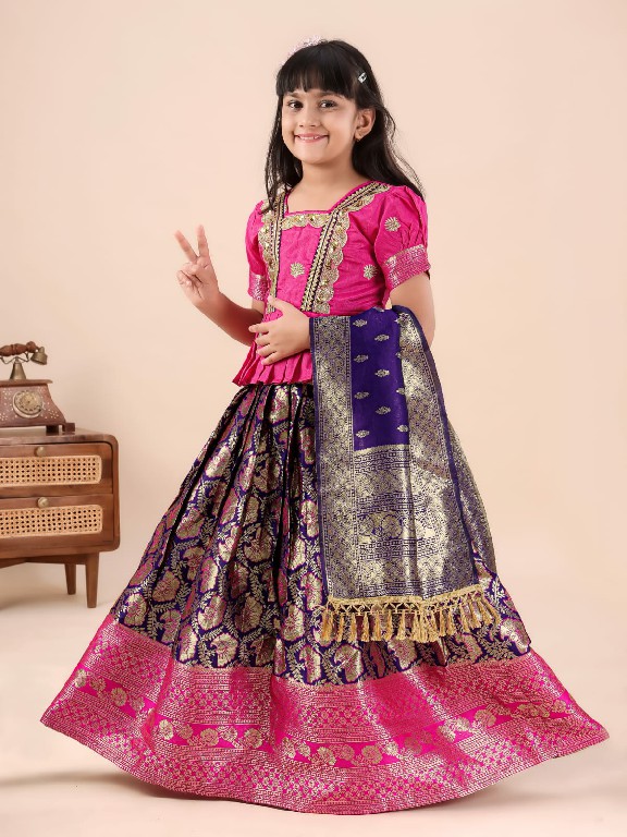 TEXTILEDEAL PRESENT READYMADE JACQUARD PATOLA STYLE LEHENGA CHOLI FOR KIDS ONLINE