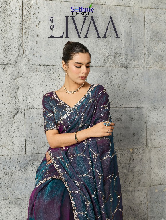 SETHNIC LIFESTYLE LIVAA WHOLESALE MOSS CHIFFON GLAMOURS STYLE SAREES FOR WOMEN ONLINE