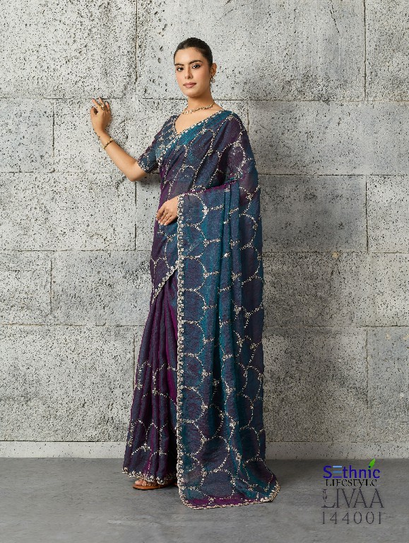 SETHNIC LIFESTYLE LIVAA WHOLESALE MOSS CHIFFON GLAMOURS STYLE SAREES FOR WOMEN ONLINE