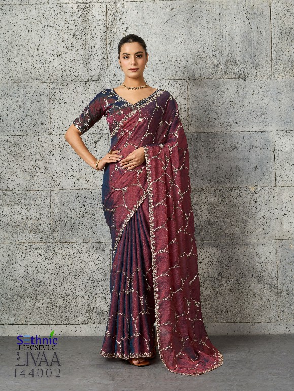SETHNIC LIFESTYLE LIVAA WHOLESALE MOSS CHIFFON GLAMOURS STYLE SAREES FOR WOMEN ONLINE