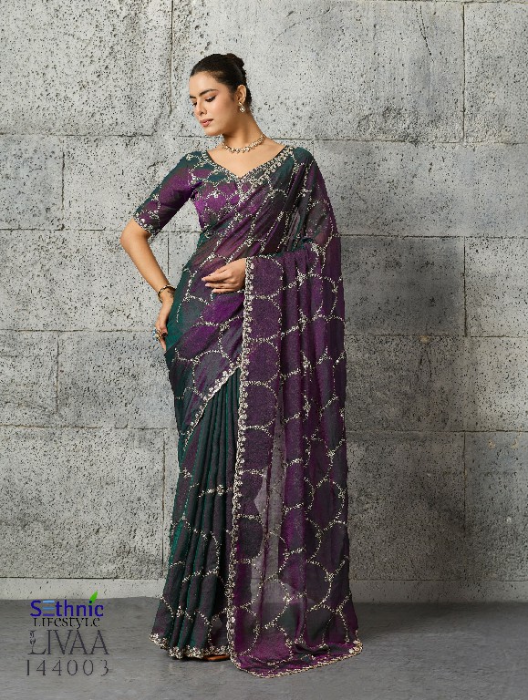 SETHNIC LIFESTYLE LIVAA WHOLESALE MOSS CHIFFON GLAMOURS STYLE SAREES FOR WOMEN ONLINE