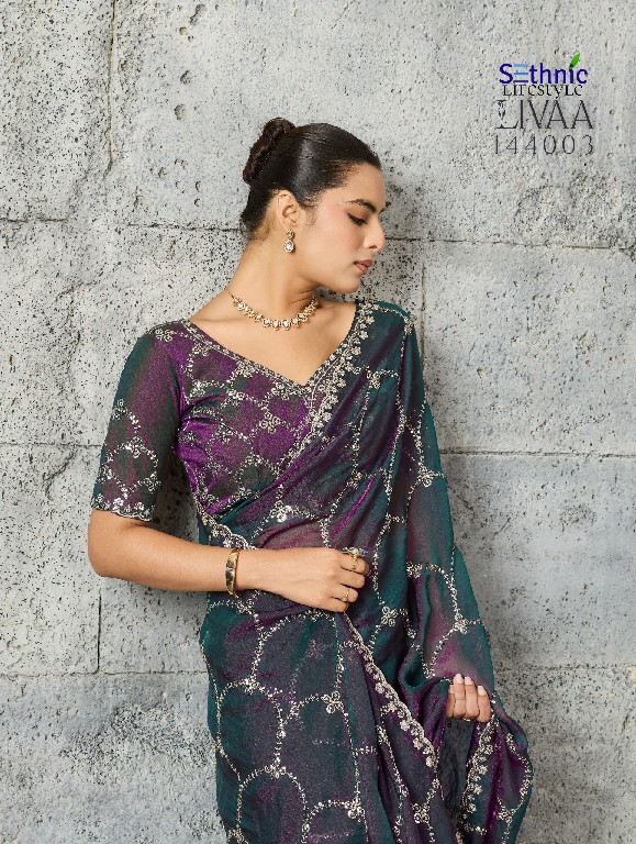 SETHNIC LIFESTYLE LIVAA WHOLESALE MOSS CHIFFON GLAMOURS STYLE SAREES FOR WOMEN ONLINE