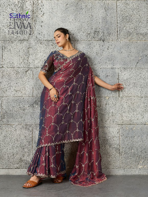 SETHNIC LIFESTYLE LIVAA WHOLESALE MOSS CHIFFON GLAMOURS STYLE SAREES FOR WOMEN ONLINE