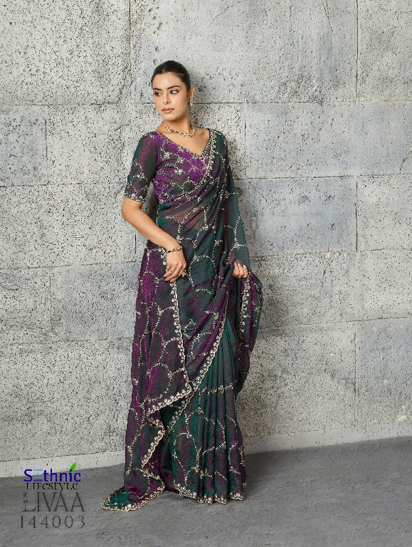 SETHNIC LIFESTYLE LIVAA WHOLESALE MOSS CHIFFON GLAMOURS STYLE SAREES FOR WOMEN ONLINE