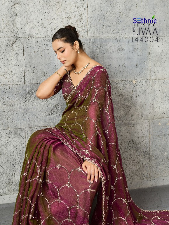 SETHNIC LIFESTYLE LIVAA WHOLESALE MOSS CHIFFON GLAMOURS STYLE SAREES FOR WOMEN ONLINE