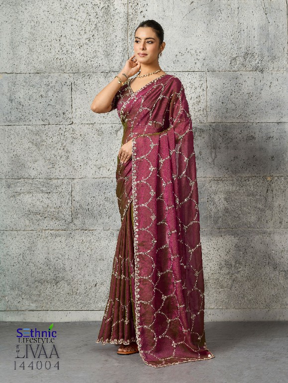 SETHNIC LIFESTYLE LIVAA WHOLESALE MOSS CHIFFON GLAMOURS STYLE SAREES FOR WOMEN ONLINE