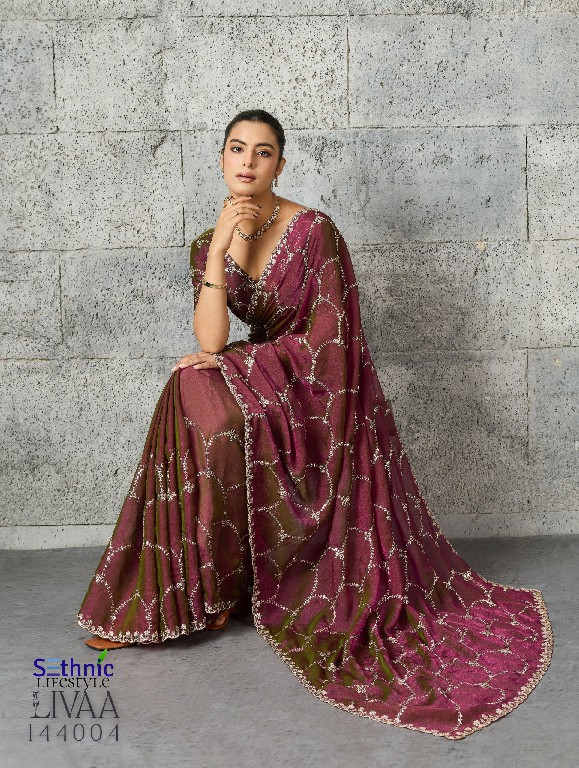 SETHNIC LIFESTYLE LIVAA WHOLESALE MOSS CHIFFON GLAMOURS STYLE SAREES FOR WOMEN ONLINE