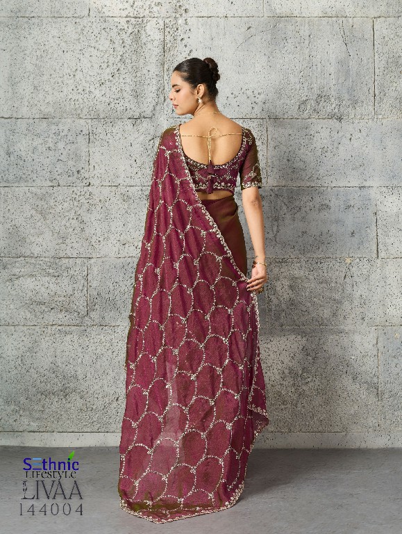 SETHNIC LIFESTYLE LIVAA WHOLESALE MOSS CHIFFON GLAMOURS STYLE SAREES FOR WOMEN ONLINE