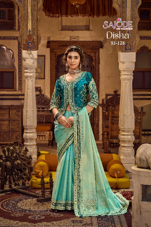 SAJODE DISHA SILK WHOLESALE VISCOSE LINEN DESIGNER WEAR SAREES FOR WOMEN EXPORTER