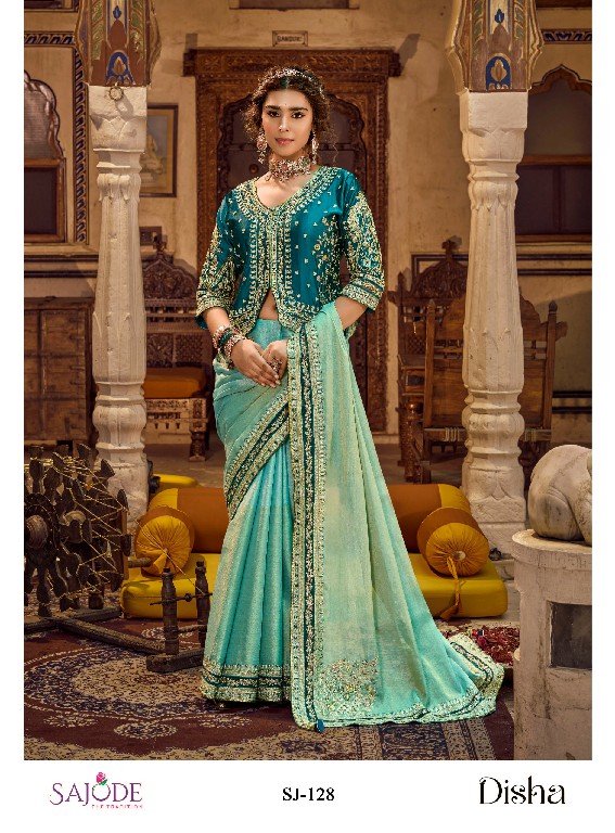 SAJODE DISHA SILK WHOLESALE VISCOSE LINEN DESIGNER WEAR SAREES FOR WOMEN EXPORTER