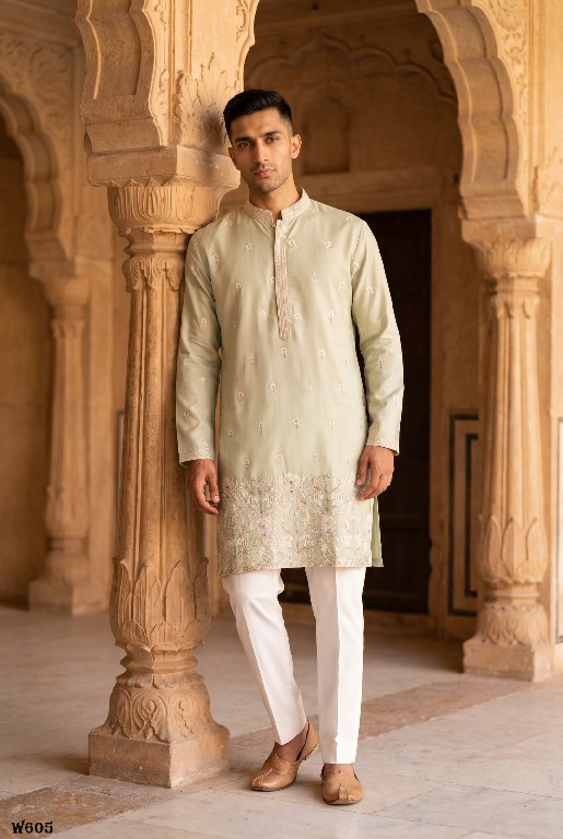OUTLUK WEDDING COLLECTION VOL 60 WHOLESALE READYMADE EMBROIDERY WORK DESIGNER KURTA WITH PANT FOR MEN SUPPLIER