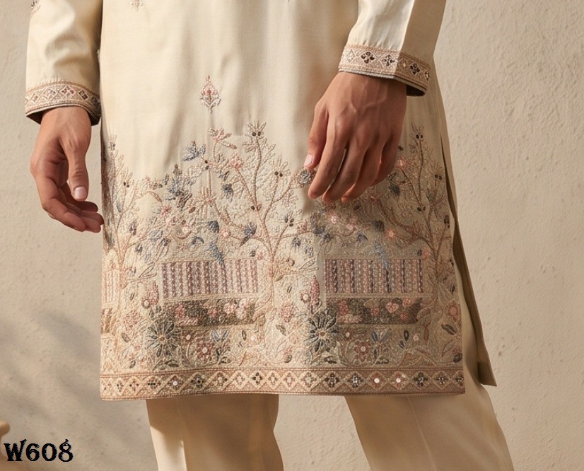 OUTLUK WEDDING COLLECTION VOL 60 WHOLESALE READYMADE EMBROIDERY WORK DESIGNER KURTA WITH PANT FOR MEN SUPPLIER