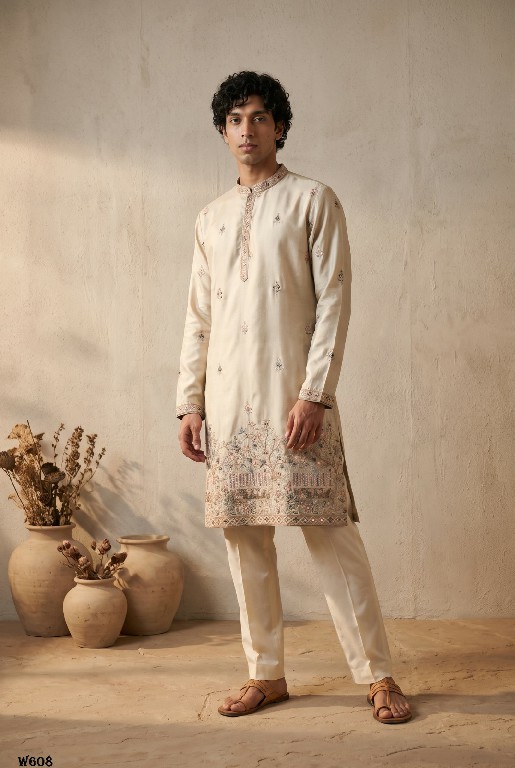 OUTLUK WEDDING COLLECTION VOL 60 WHOLESALE READYMADE EMBROIDERY WORK DESIGNER KURTA WITH PANT FOR MEN SUPPLIER