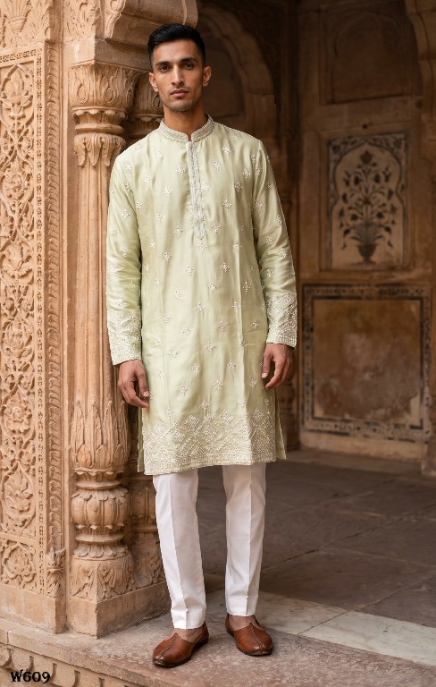 OUTLUK WEDDING COLLECTION VOL 60 WHOLESALE READYMADE EMBROIDERY WORK DESIGNER KURTA WITH PANT FOR MEN SUPPLIER