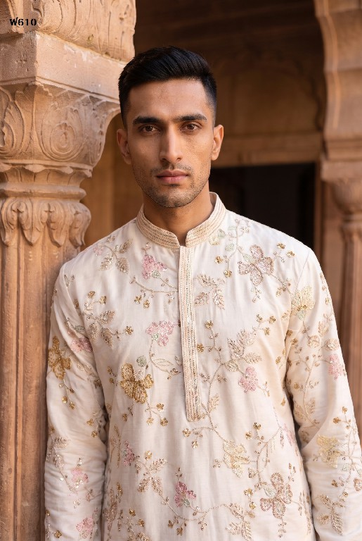 OUTLUK WEDDING COLLECTION VOL 60 WHOLESALE READYMADE EMBROIDERY WORK DESIGNER KURTA WITH PANT FOR MEN SUPPLIER