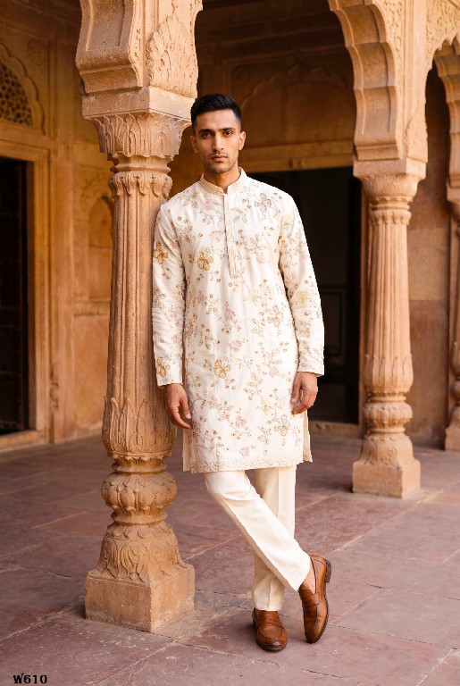 OUTLUK WEDDING COLLECTION VOL 60 WHOLESALE READYMADE EMBROIDERY WORK DESIGNER KURTA WITH PANT FOR MEN SUPPLIER