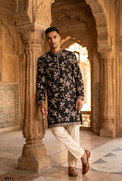 OUTLUK WEDDING COLLECTION VOL 60 WHOLESALE READYMADE EMBROIDERY WORK DESIGNER KURTA WITH PANT FOR MEN SUPPLIER