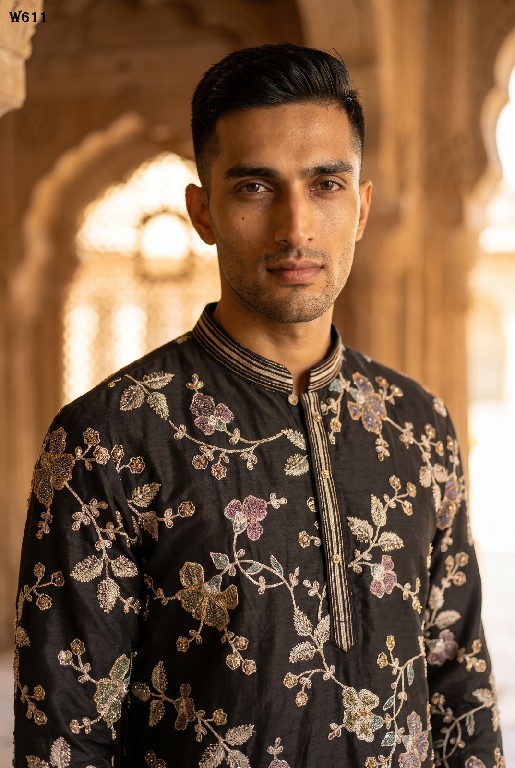 OUTLUK WEDDING COLLECTION VOL 60 WHOLESALE READYMADE EMBROIDERY WORK DESIGNER KURTA WITH PANT FOR MEN SUPPLIER