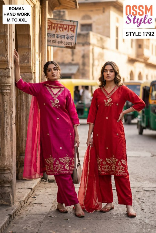 OSSM STYLE D.NO 1761-1762-1782-1791 TO 1796 WHOLESALE READYMADE BEAUTIFUL STYLISH 3 PCS COMBO SET SUITS EXPORTER