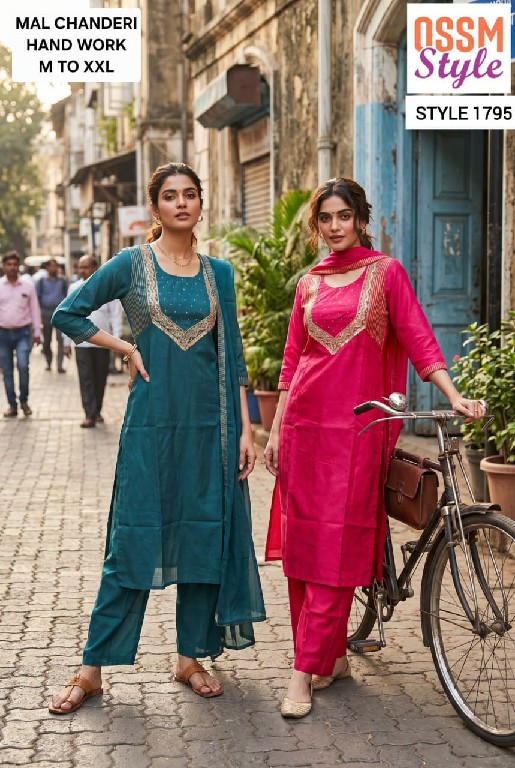 OSSM STYLE D.NO 1761-1762-1782-1791 TO 1796 WHOLESALE READYMADE BEAUTIFUL STYLISH 3 PCS COMBO SET SUITS EXPORTER