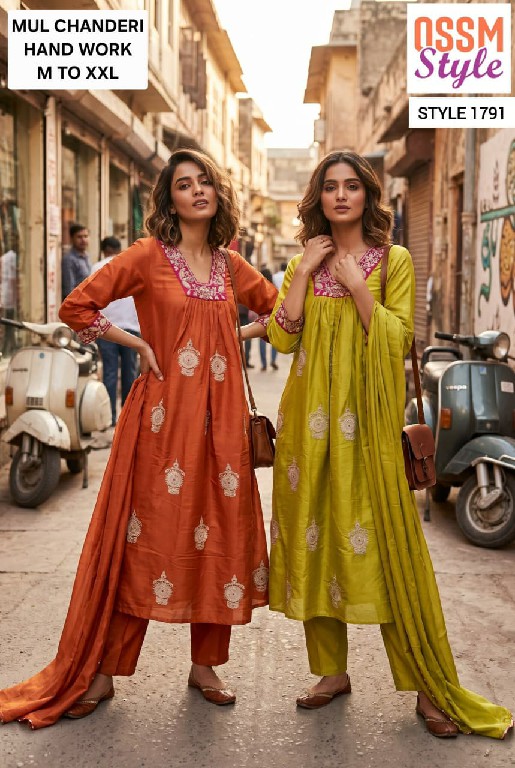 OSSM STYLE D.NO 1761-1762-1782-1791 TO 1796 WHOLESALE READYMADE BEAUTIFUL STYLISH 3 PCS COMBO SET SUITS EXPORTER