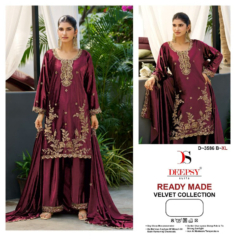 DEEPSY D.NO 3586 WHOLESALE READYMADE ICE VELVET BEATS WORK WINTER WEAR 3 PCS SUITS ONLINE