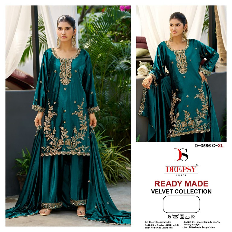 DEEPSY D.NO 3586 WHOLESALE READYMADE ICE VELVET BEATS WORK WINTER WEAR 3 PCS SUITS ONLINE