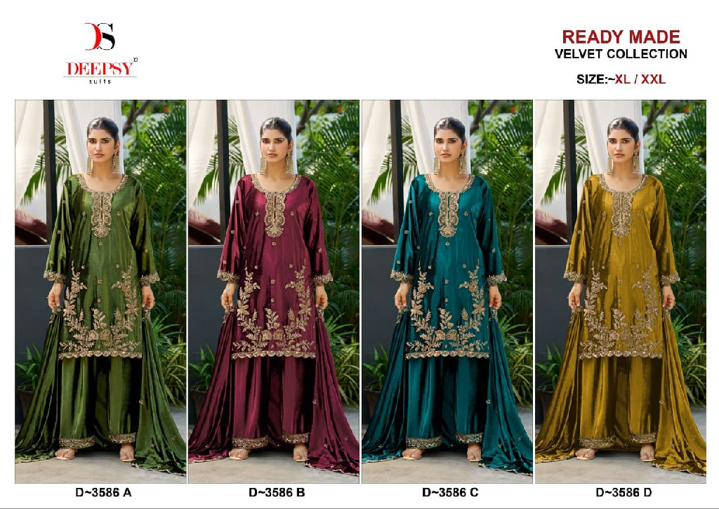 DEEPSY D.NO 3586 WHOLESALE READYMADE ICE VELVET BEATS WORK WINTER WEAR 3 PCS SUITS ONLINE