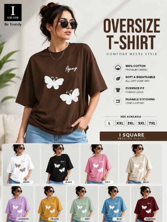 I SQUARE PRESENT READYMADE OVER SIZE COTTON T SHIRT BIG SIZE FOR WOMEN ONLINE