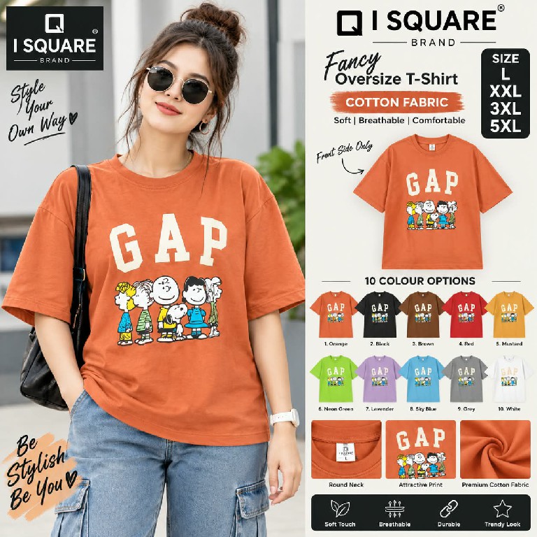 I SQUARE PRESENT READYMADE OVER SIZE COTTON T SHIRT BIG SIZE FOR WOMEN ONLINE