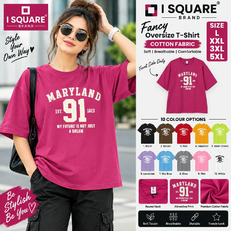 I SQUARE PRESENT READYMADE OVER SIZE COTTON T SHIRT BIG SIZE FOR WOMEN ONLINE