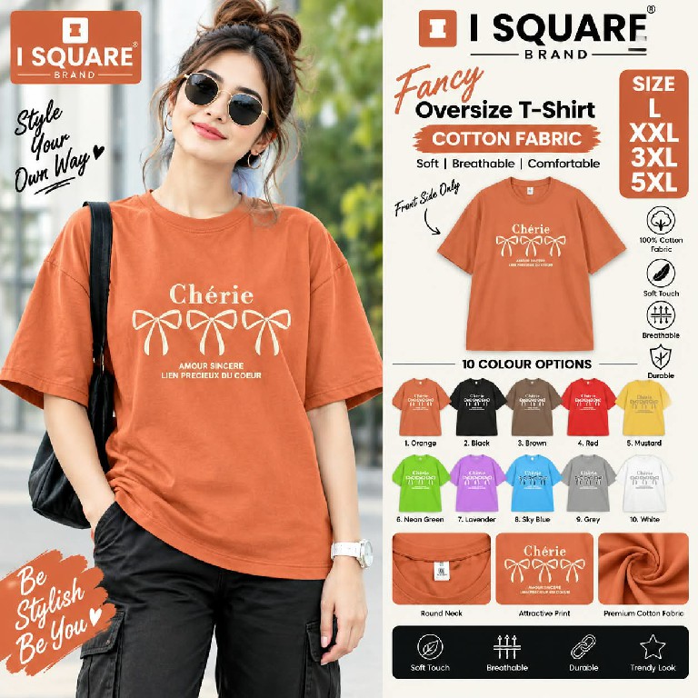 I SQUARE PRESENT READYMADE OVER SIZE COTTON T SHIRT BIG SIZE FOR WOMEN ONLINE