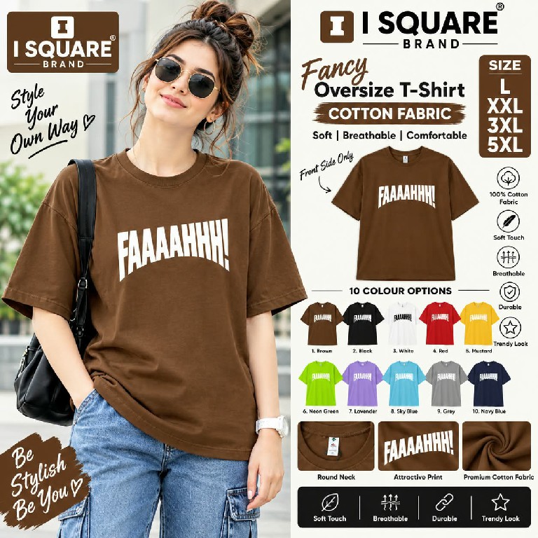 I SQUARE PRESENT READYMADE OVER SIZE COTTON T SHIRT BIG SIZE FOR WOMEN ONLINE