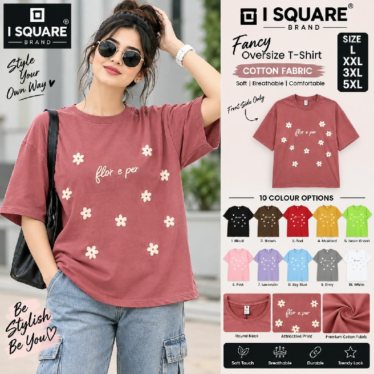 I SQUARE PRESENT READYMADE OVER SIZE COTTON T SHIRT BIG SIZE FOR WOMEN ONLINE