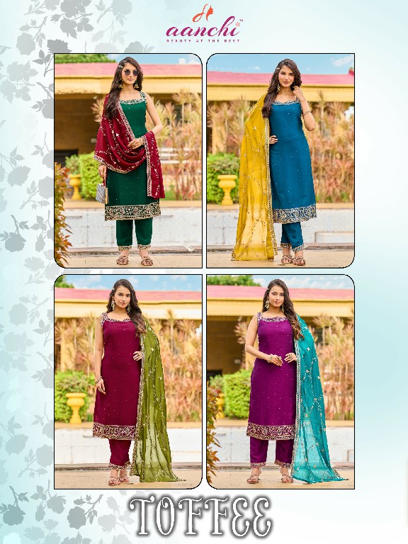 AANCHI TOFFEE WHOLESALE READYMADE VICHITRA SILK SPEGHETTI STYLE 3 PCS SUITS SUPPLIER
