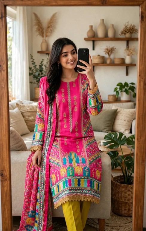 VF D.NO 70 WHOLESALE READYMADE JAPAN SATIN DIGITAL PRINT 3 PCS SUITS FOR EXPORT