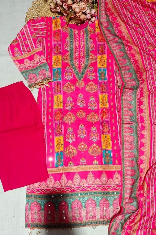 VF D.NO 70 WHOLESALE READYMADE JAPAN SATIN DIGITAL PRINT 3 PCS SUITS FOR EXPORT