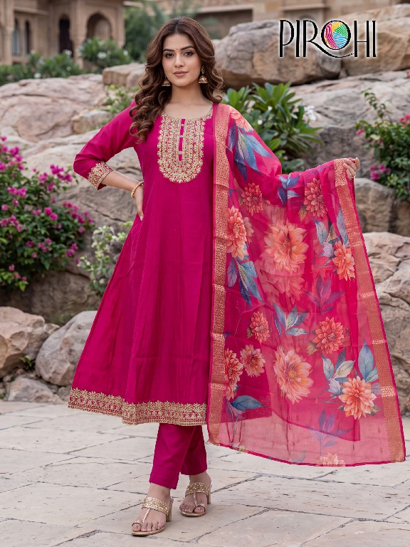 PIROHI ANARKALI WHOLESALE READYMADE VISCOSE VERTICAN ANARKALI STYLE 3 PCS SUITS EXPORTER