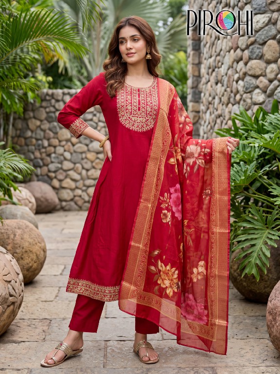 PIROHI ANARKALI WHOLESALE READYMADE VISCOSE VERTICAN ANARKALI STYLE 3 PCS SUITS EXPORTER