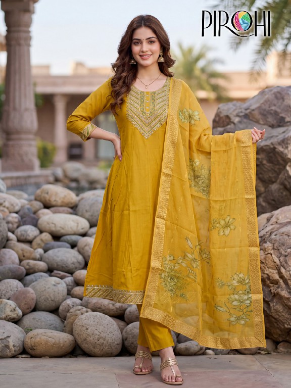 PIROHI ANARKALI WHOLESALE READYMADE VISCOSE VERTICAN ANARKALI STYLE 3 PCS SUITS EXPORTER