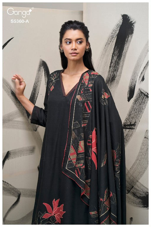 GANGA BERYLIA S5360 WHOLESALE PURE WOOL PASHMINA WINTER CLASSY DESIGN UNSTITCH SALWAR SUITS SUPPLIER
