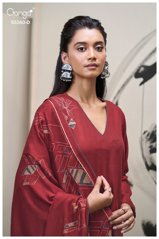 GANGA BERYLIA S5360 WHOLESALE PURE WOOL PASHMINA WINTER CLASSY DESIGN UNSTITCH SALWAR SUITS SUPPLIER